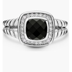 David Yurman Petite‎ Albion Ring
Sterling Silver Black Onyx Diamonds, SZ 6-7mm